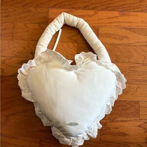 Heart-Shaped White Lace Pillow bag purse urban outfitters kimchi blue